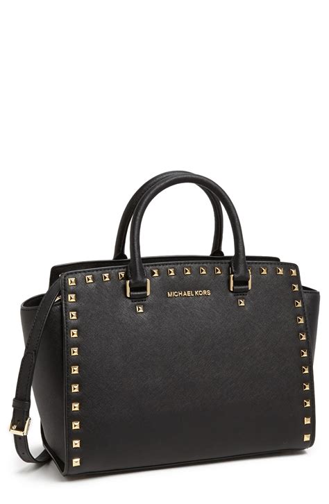 michael kors selma large saffiano leather satchel navy|Michael Kors saffiano bag black.